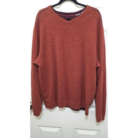 Tommy Bahama Mens Knit Sweater Rust & Burgundy Cotton Blend Size L - Picture 2 of 6